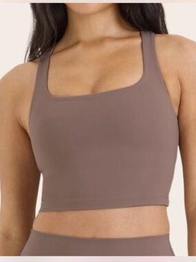 Square Neck Cropped Bralette - Taupe